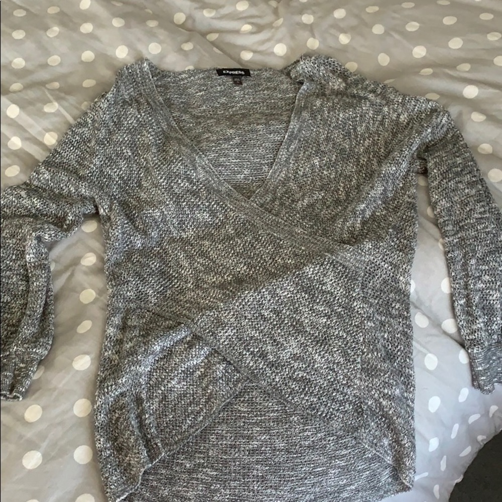 Wrap Front Balloon Sleeve Pullover